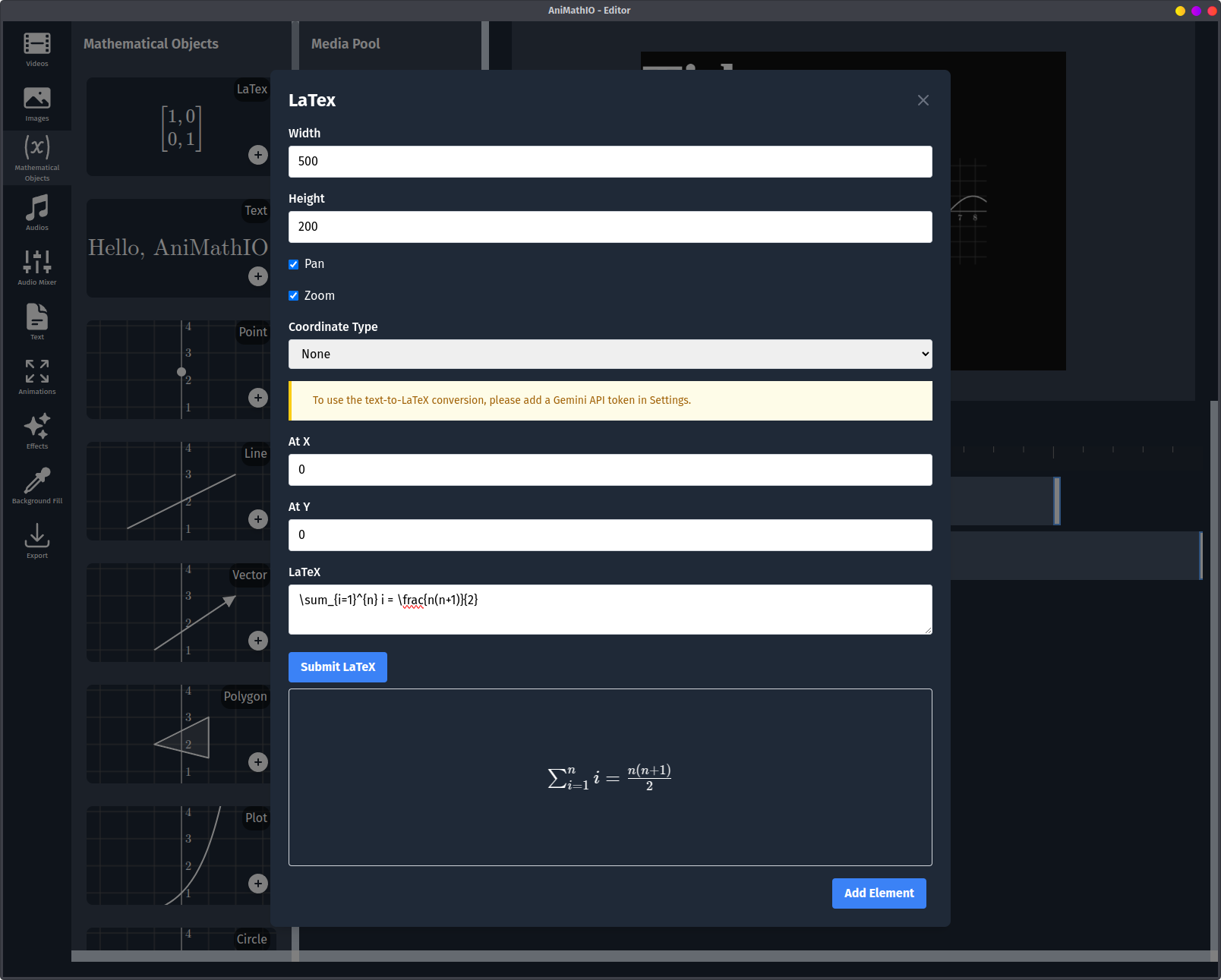 Adding LaTeX Element
