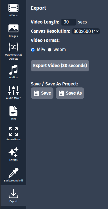 Saving a Project