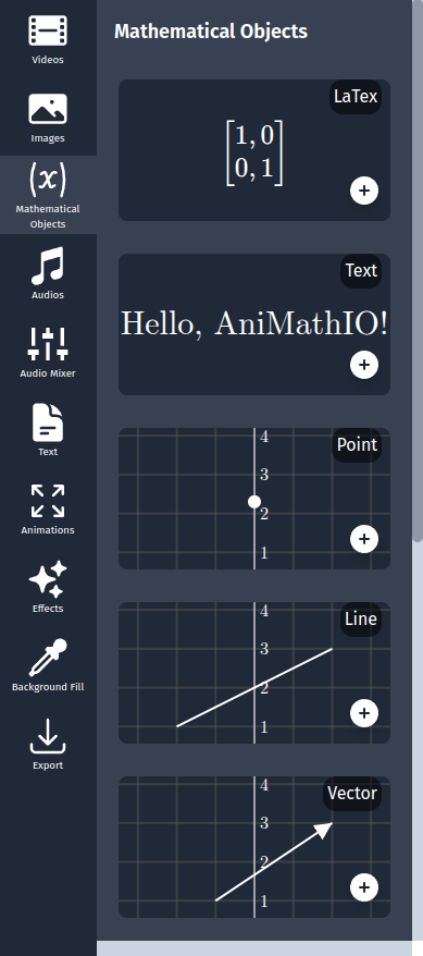 Mathematical Objects Panel
